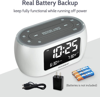 HOUSBAY Digital Alarm Clock Radio for Bedrooms with Night Light