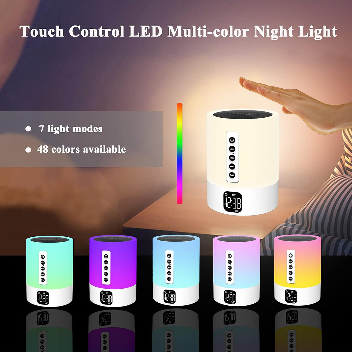 Alarm Clock Bluetooth Speaker, Sound Machine, Night Light, Teen Girl Gifts