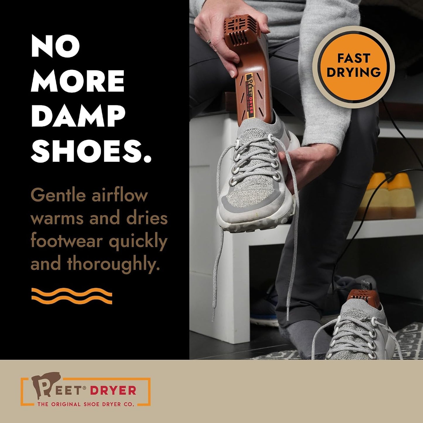 PEET Power Plus Portable Electric Boot & Shoe Dryer for Travel & Cars | Compact & Energy Efficient, Fan & Heat Tech Dries Boots, Cleats & Sneakers, Plug-In, Car Travel-Ready, Safe On All Materials