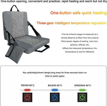 Heated Stadium Seats for Bleachers,Foldable Heated Seat Cushion,Portable Seat Pad,USB Powered Great for Outdoor Sports,Concerts,Camping (No Power Bank) (Grey)