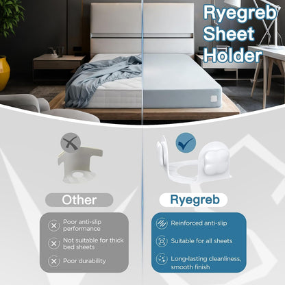 Sheet Holders Bed Sheet Grippers - Fitted Sheet Holder for Corners Keep Sheets Firm & Tight Fit All Sheet Sizes Sheet Straps Clips Easy Installation