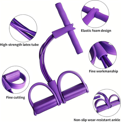 Multifunction Tension Rope, 6-Tube Elastic Yoga Pedal Puller Resistance Band, Natural Latex Tension Rope Fitness Equipment, for Abdomen/Waist/Arm/Leg Stretching Slimming Training