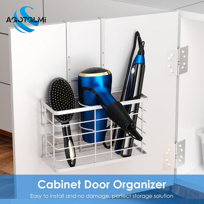 Hair Tool Organizer, Dryer Holder, 3 in 1 Blow Bathroom Organizer Wall Mounted/Cabinet Door for Flat Iron, Curling Straightener, Care & Styling Tools Storage Basket