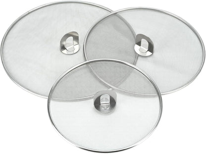 3 PCS Splatter Screen for Cooking, 25/29/ 33 cm Stainless Steel Grease Splatter Guard, Ultra Fine Mesh