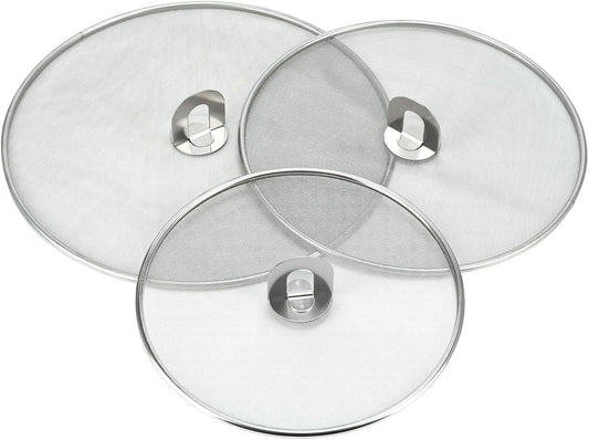 3 PCS Splatter Screen for Cooking, 25/29/ 33 cm Stainless Steel Grease Splatter Guard, Ultra Fine Mesh