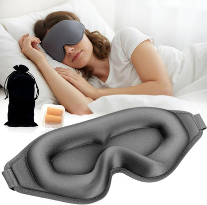 3D Sleep Mask for Side Sleepers, Blackout & Zero Pressure - Breathable Memory Foam, Adjustable Strap - for Travel, Yoga & Meditation Black