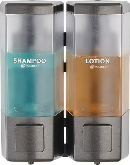 Pollock Shampoo and Conditioner Dispenser,Black 3 Chamber * 500ML | Shower Soap Dispenser Wall Mounted, Body Wash Dispenser No Drill,Refillable Shower Dispenser for Bathroom,Hotel,Public Place