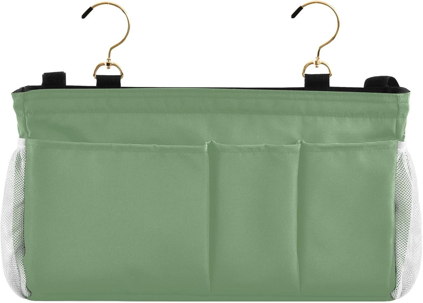 DOMIKING Sage Green Bedside Caddy for Dorm Bed Recliner Armrest Organizer with Hooks Haning Storage Pocket for Couch Recliner Remote Control