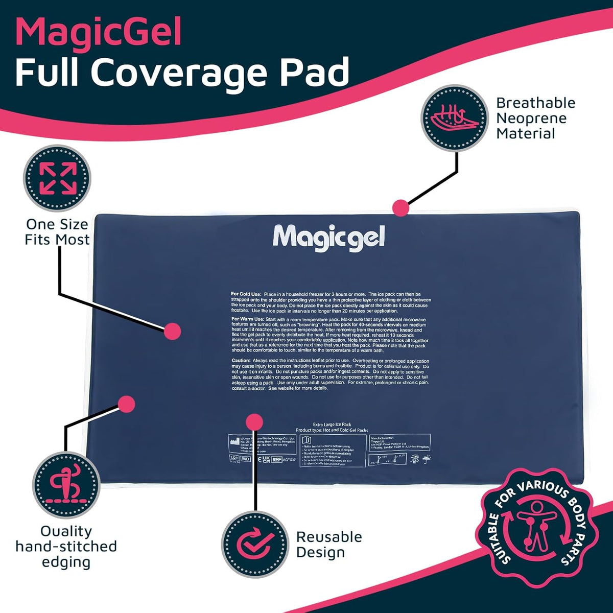 Extra Large & Reusable Ice Pack (15 x 23.5 inches, XL) for Maximum Back and Full Body Pain Relief from Injuries, Swelling, Bruises, Sprains | Ice Blanket for Sleeping & Physical Therapy | By Magic Gel