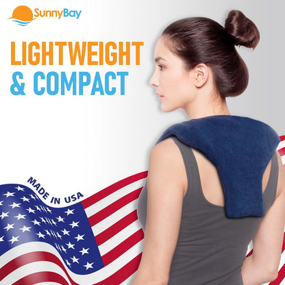 SunnyBay Weighted Heating Pad, Shoulder and Upper Back Wrap, Large, Navy