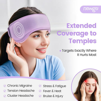 NEWGO Headache Ice Pack Head Wrap for Migraines, FSA Eligible | Reusable Head Ice Wrap, Removable Machine Washable, Soothes Tension Headaches, Sinus Pain, Chemo Discomfort, and Hot Flash