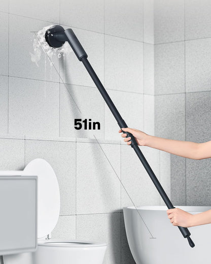 HOTO Cordless Electric Spin Scrubber, 6 Brush Heads, for Bathroom, Tile | IPX7 Full Body Waterproof Bathroom Cleaning Brush, Max 22 in-lb, Shower Scrubber Brush with Long Handle