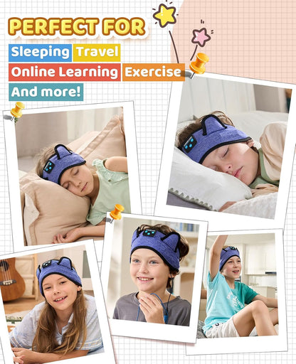 KIDSBAND Kids Bluetooth Headphones, Sleep Headband [Wireless & Wired Playback 2in1] Foldable Headphones for School/Travel/Tablet/Sleep
