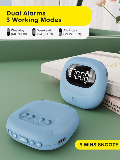 Vibrating Alarm Clock Bed Shaker Travel Clock, Rechargeable 3000mAh Battery