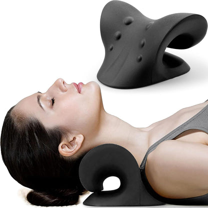 RESTCLOUD Neck and Shoulder Relaxer, Cervical Traction Device for TMJ Pain Relief and Cervical Spine Alignment, Chiropractic Pillow Neck Stretcher (Blue)