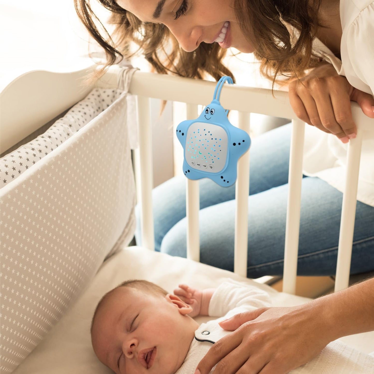 Portable White Noise Machine for Baby | Sleep Aid Music Lullaby Sound Machine with Star Projector for Nursery, Home, Travel | Gift for Infants, Toddlers, Kids