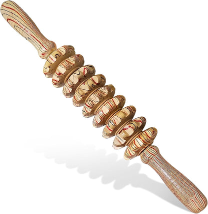 Manual Wood Therapy Massage Stick, Wooden Cellulite Muscle Roller for Legs | Body Sculpting, Lymphatic Drainage Massager, Wooden Massage Tools for Trigger Points Relief, Sore Muscle Recovery
