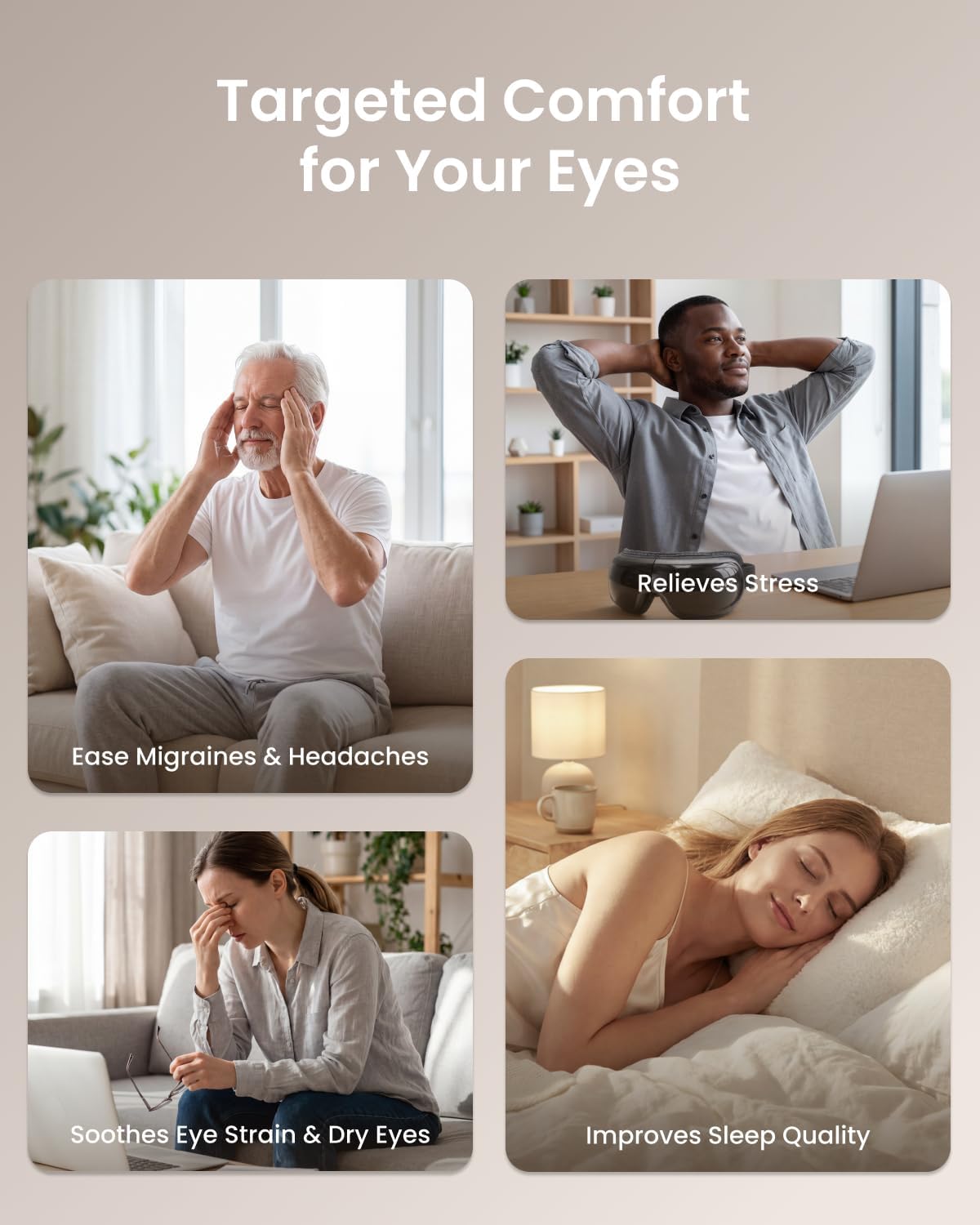 RENPHO Eyeris 3 Eye Massager with Heat and Cooling, Massaging Eye Mask | Voice Control, Vibration & Compression Massager for Dry Eyes & Head Tension, FSA Eligible HSA, Gifts for Women & Men