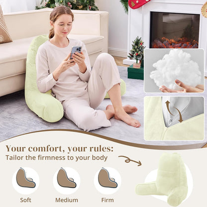 Sasttie Reading Pillows for Sitting in Bed Adult, Back Pillow Bed Sitting Up, Back-Rest Support Cushion for Sit Up on Couch, Sofa, and Floor, Dorm Essentials, Oeko-Tex Certified, Dark Grey