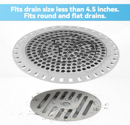 Shower Drain Hair Catcher,Aluvor Shower Drain Cover Bathtub Drain Strainer | Weighted Metal Hair Trap Stopper Sink Protector Filter Bathroom Flat Strainer Stopper (Silver gray)