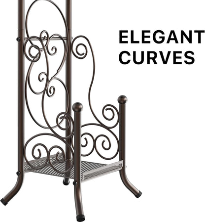 Simple Houseware English Style Toilet Paper Stand Holder w/Woodtop, Bronze | 4 Paper Rolls, 8.5" x 8.75" x 29.2"
