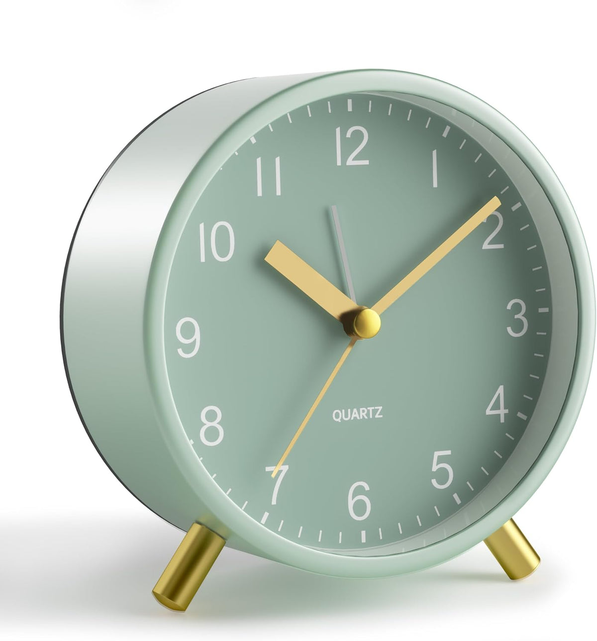 JALL Analog Alarm Clock, 4 inch Super Silent Non Ticking Small Clock with Night Light, Battery Operated, Simple Design, Easy Setting for Office, Bedroom, Bedside, Desk, Teens, Elders, Adult, Green