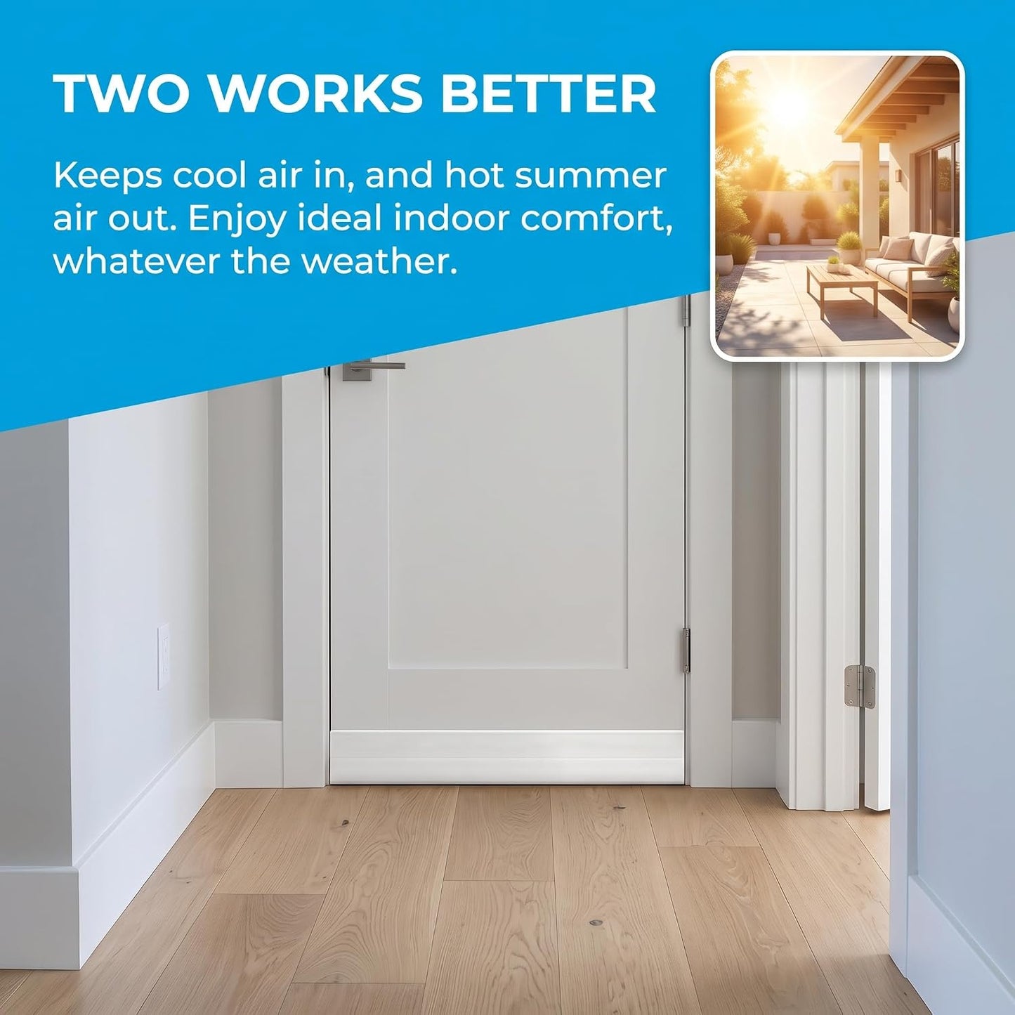 Suptikes 2 Pack Door Draft Stopper，Door Sweep for Exterior & Interior Doors,Door Bottom Seal Dust and Noise Insulation Weather Stripping Draft Guard Insulator, 2" W x 39" L,White