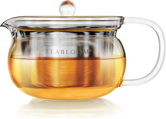 Teabloom Kyoto 2-in-1 Tea Kettle and Tea Maker – Glass Teapot with Removable Loose Tea Infuser – Tea Connoisseur's Choice