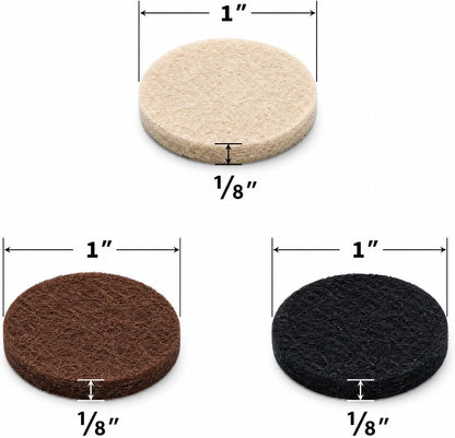 80 PCS Felt Furniture Pads, 1 Inch Round Felt Pads for Chairs, Tables, Sofas, Beds, Appliances, Self Adhesive Non Slip Floor Protectors for Hardwood Floors, 3mm Thick (Brown, Beige, Black)