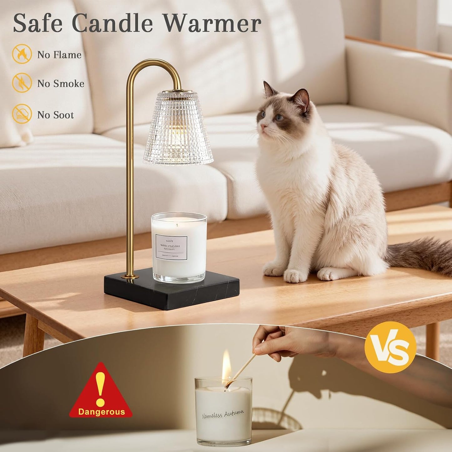 Hong-in Candle Warmer Lamp with Timer, House Warming Gifts New Home Decor | Dimmable & Adjustable Height, Electric Wax Warmer for Scented Wax Jar Candles,Gifts for Women Mom Sister