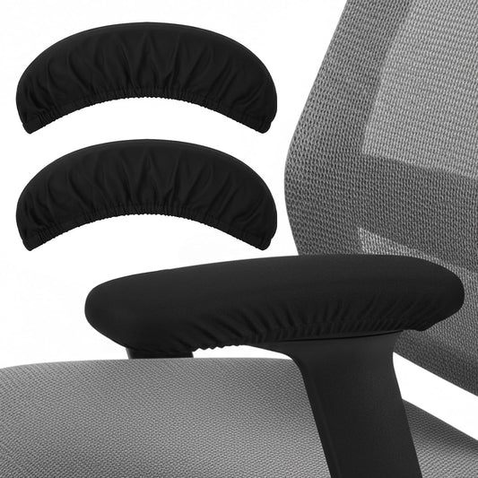 2-Pack Arm Rest Pads for Office Chairs,Black Computer Chair Arm Rest Pads,Stretchable & Removable Universal Arms Rests Covers for Office Chair, Gaming & Desk Chairs