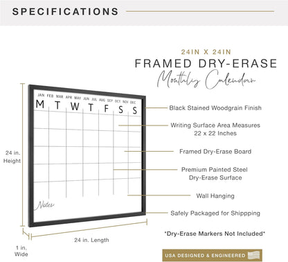 MCS Dry Erase Weekly Meal Planner Black Framed Calander Whiteboard, 11x24 | Dry Erase Weekly Meal Planner Black Framed Calander Whiteboard Frame, 11x24 Inch