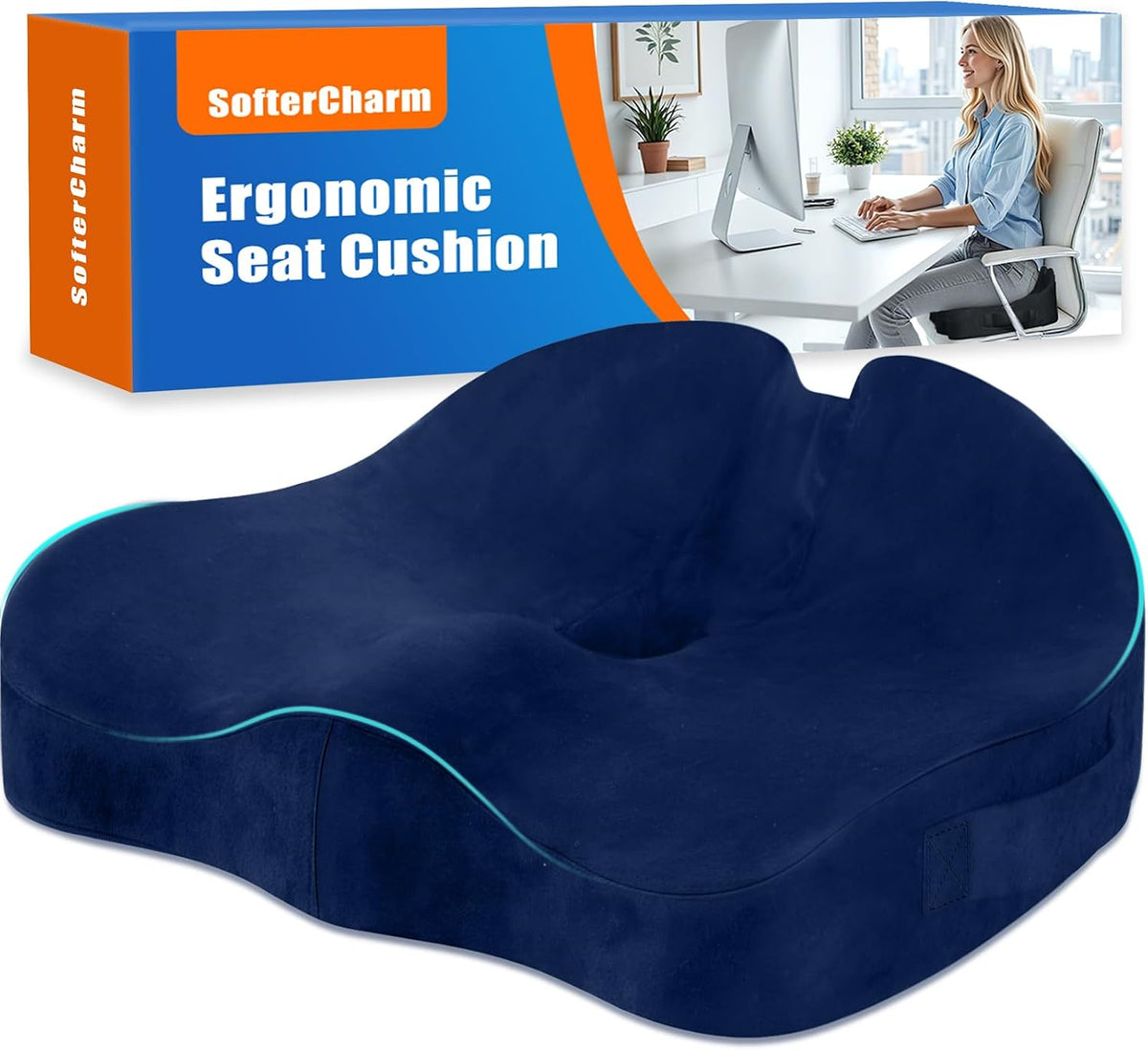 Memory Foam Seat Cushion for Office Chair & Car Seat, Black