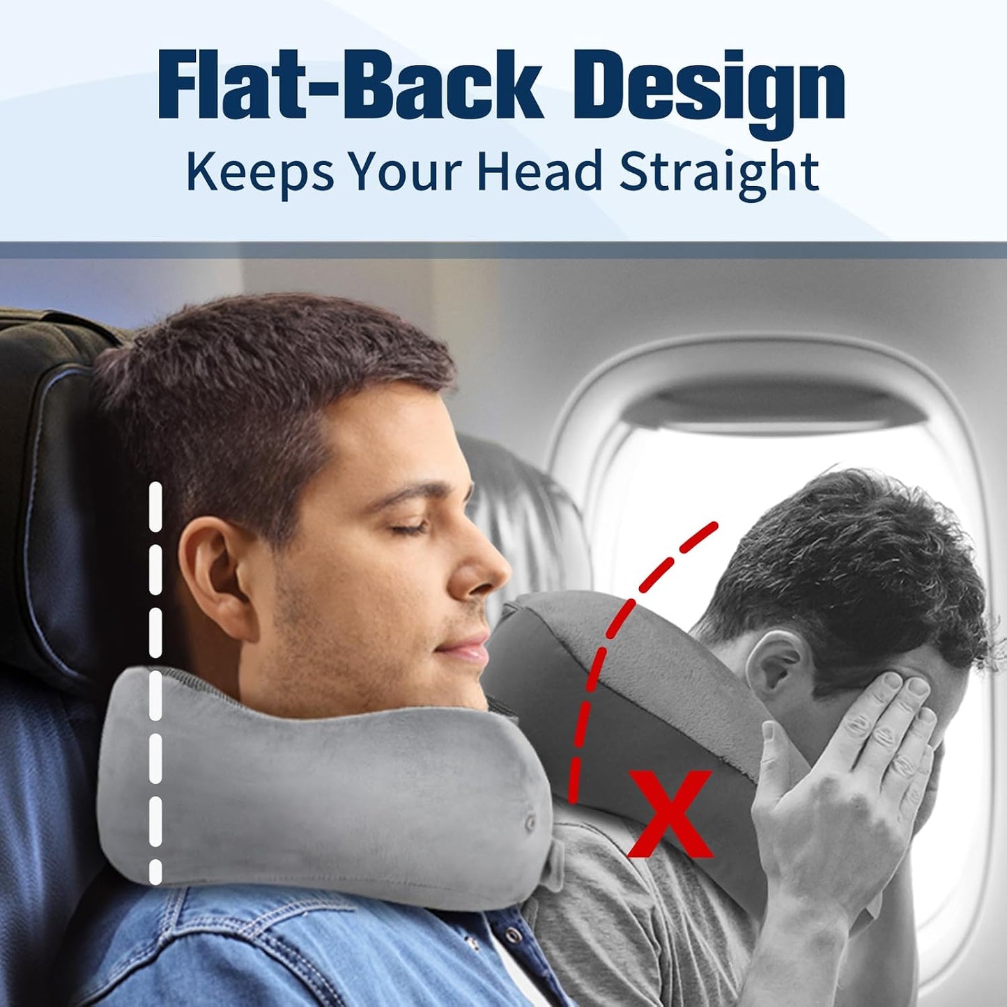 Cirorld Neck Pillow for Traveling, Travel Pillows for Airplanes,100% Pure Memory Foam Travel Neck Pillow, Adjustable Flight Pillow, Portable Plane Accessories with Eye Mask, Earplugs, Carry Bag