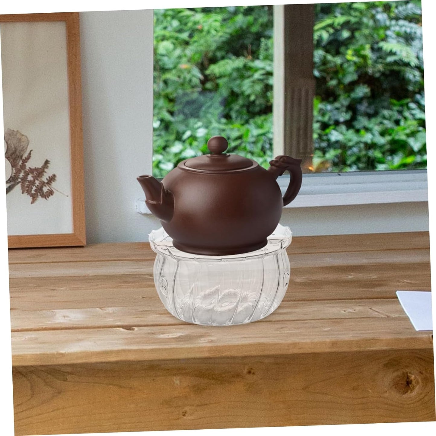 Elegant Glass Teapot Warmer High-Temperature Base Versatile Tealight Holder for Tea Soups Easy to Clean Design for Various Teapots