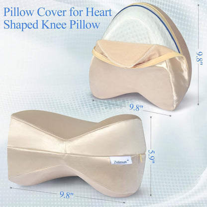 Zelimun Knee Pillow Cover 9.8" x9.8" x5.9", Leg Pillowcase Replacement, Pillow Cover for Heart Shaped Knee Pillow (Champange)
