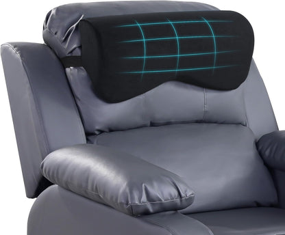 HOMBYS Cervial Neck Pillow for Recliner, Foam Headrest Cushion for Sleeping, Medium Firm Neck Support for Couch, Office Chair and Car, Non-Slip Backing and Elastic Straps, Dark Grey