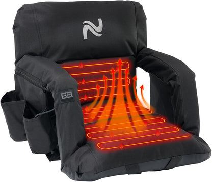 25in 5.12" Extra Thick&Wide Heated Stadium Seat for Bleachers | Sofa Style Design Thick Bleacher Chair With Back and Comfy Cushion, 6 Reclining Positions, 3 Heat Levels (NO Battery)