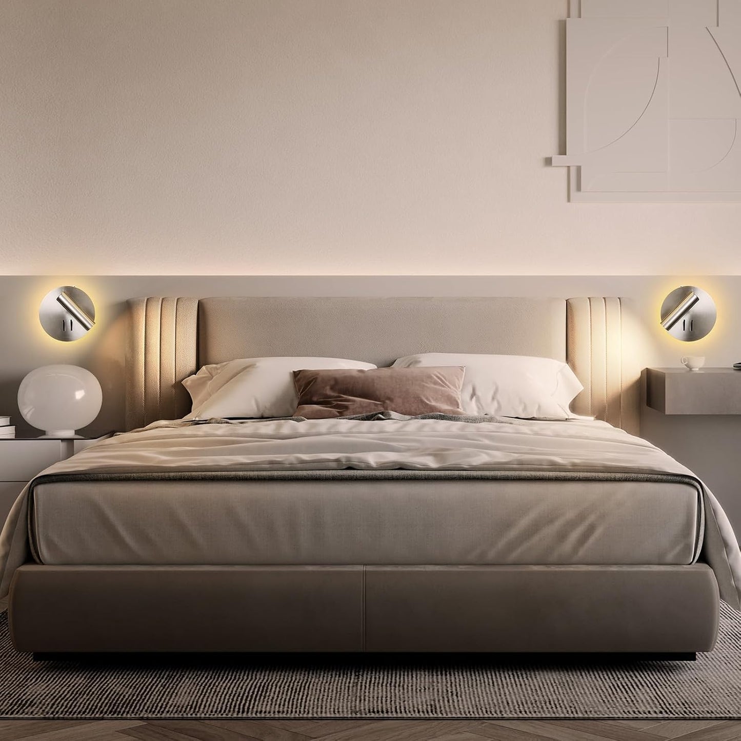 ZEROUNO Hardwired Sconces Wall Mounted Reading Lights with Switch LED Wall Lighting for Bedroom Bedside Lamps (Black)