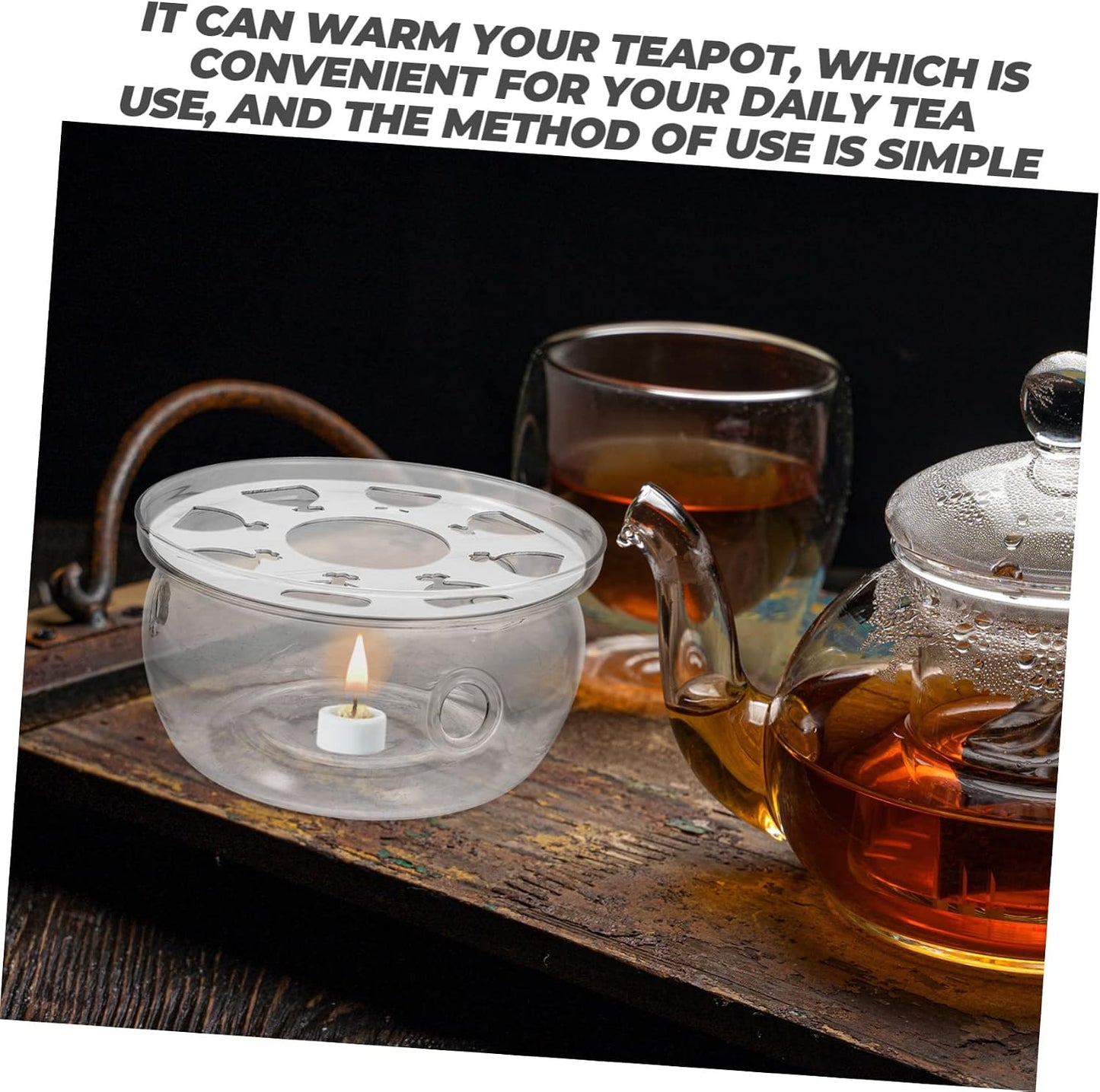 STOBAZA Household Glass Teapot Warmer Non-Slip Base Elegant Tea Heating Tool for Maintaining Warmth Gatherings and Special Occasions