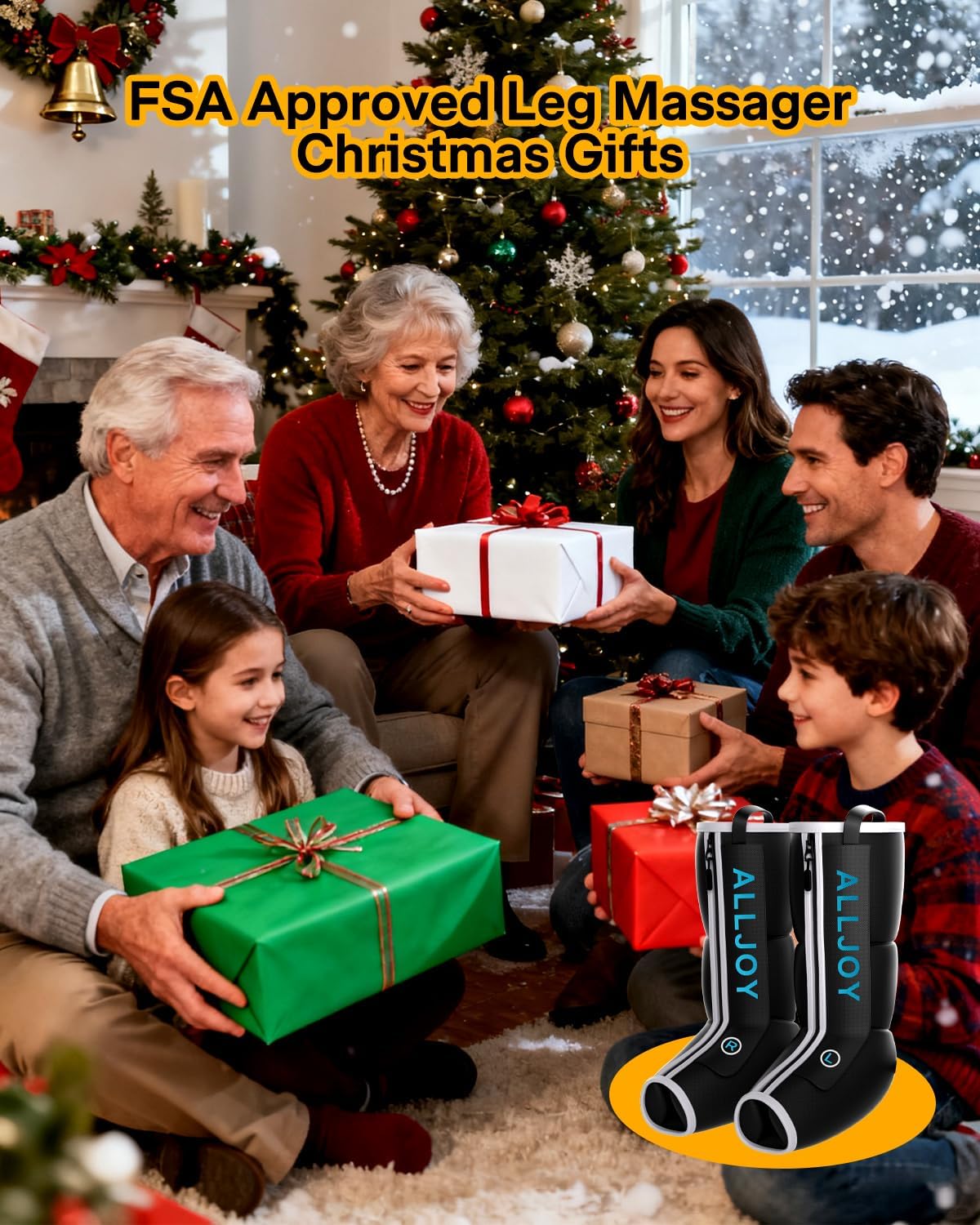 ALLJOY Leg Massager with Heat and Compression, Helpful for Swelling Edema | Sequential Leg Compression Massager Boots with 2 Heat 4 Mode 4 Intensity, Leg Massager for Circulation and Pain Relief FSA