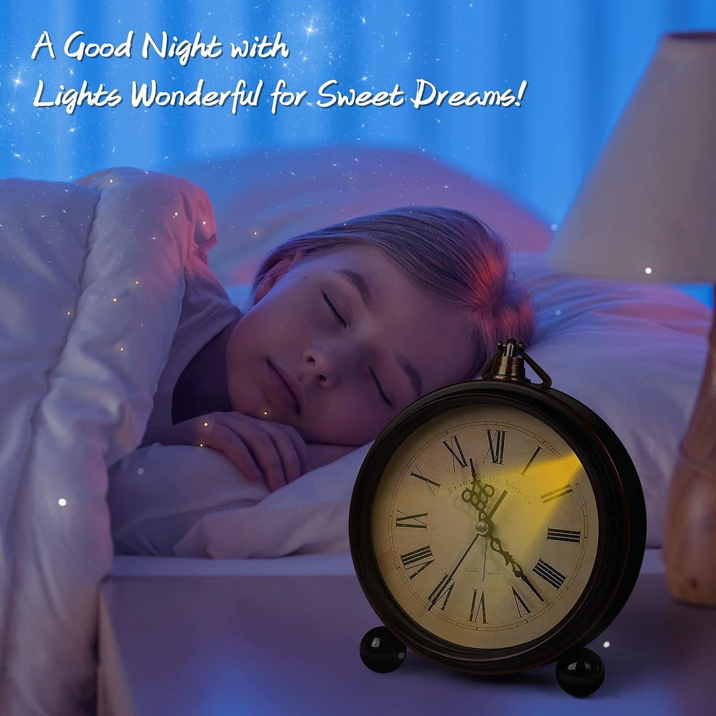 RODH Battery Alarm Clock,Vintage Retro Alarm Clock with Night Light，Hangable,Super Silent, Non Ticking Analog Small Table Clock for Bedroom,Bedside, Desk,Shelf