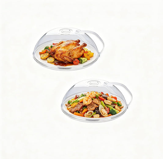 2 Pack Food Grade Microwave Splatter Cover with Handle Steam Vent