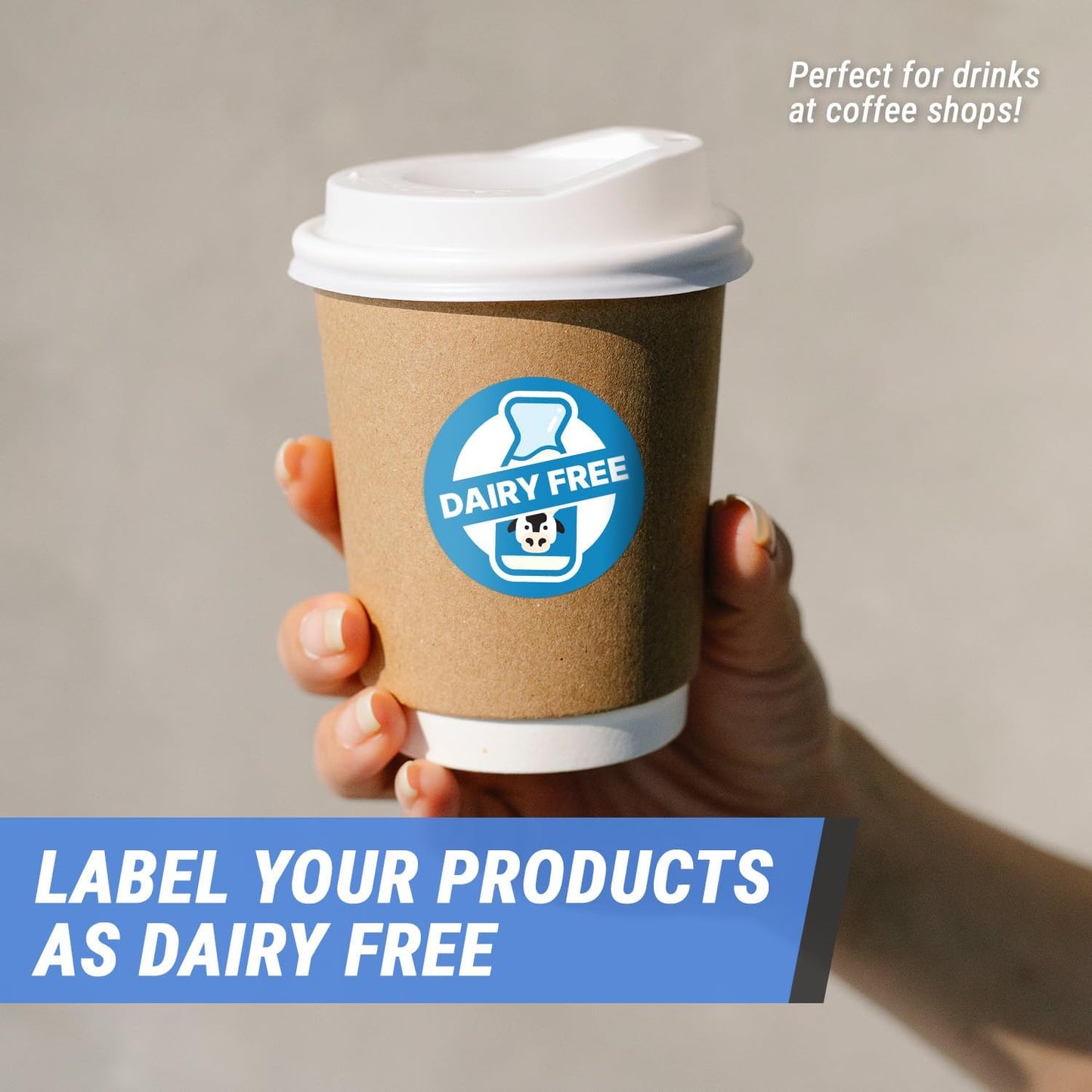 Dairy Free Food Labels Stickers - 1.5" Round Food Allergy Warning Meal Choice Label Stickers for Restaurant Deli Grocery Store Food Packaging, Strong Adhesive & Easy Peel (300 Labels on Sheet)