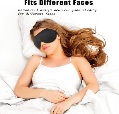 Sleep Mask for Women Men 3D Contoured Sleeping Eye Mask Adjustable Strap Blindfold Soft Eye Shade Cover (Black 1 Pc)