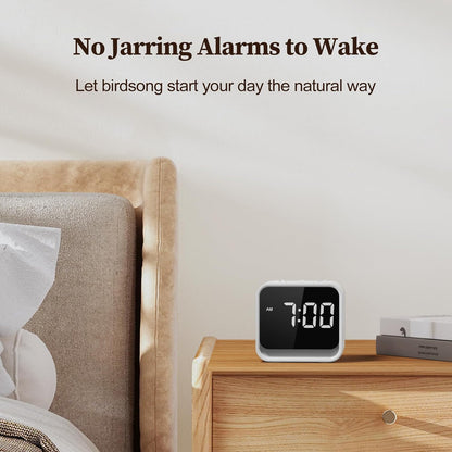 Housbay Wooden Sound Machine Alarm Clock for Bedrooms - Gentle Wake-Up with Birdsong, White Noise for Sleeping, Small Digital Clock for Phone-Free Routine