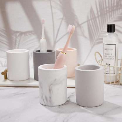 Drying Stone Toothbrush Holder, Diatomite Toothbrush Holders for Bathroom Counter, Quick Drying Electric Toothbrush and Toothpaste Holder Bathroom Organizer, Marble White