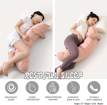 Peallow(Pat. Pend) – Long Round Body Pillow for Adults, Bolster Pillow for Sleeping, Soft and Supportive Pillow for Sleeping & Lumbar Support (Green-White, 29.5")