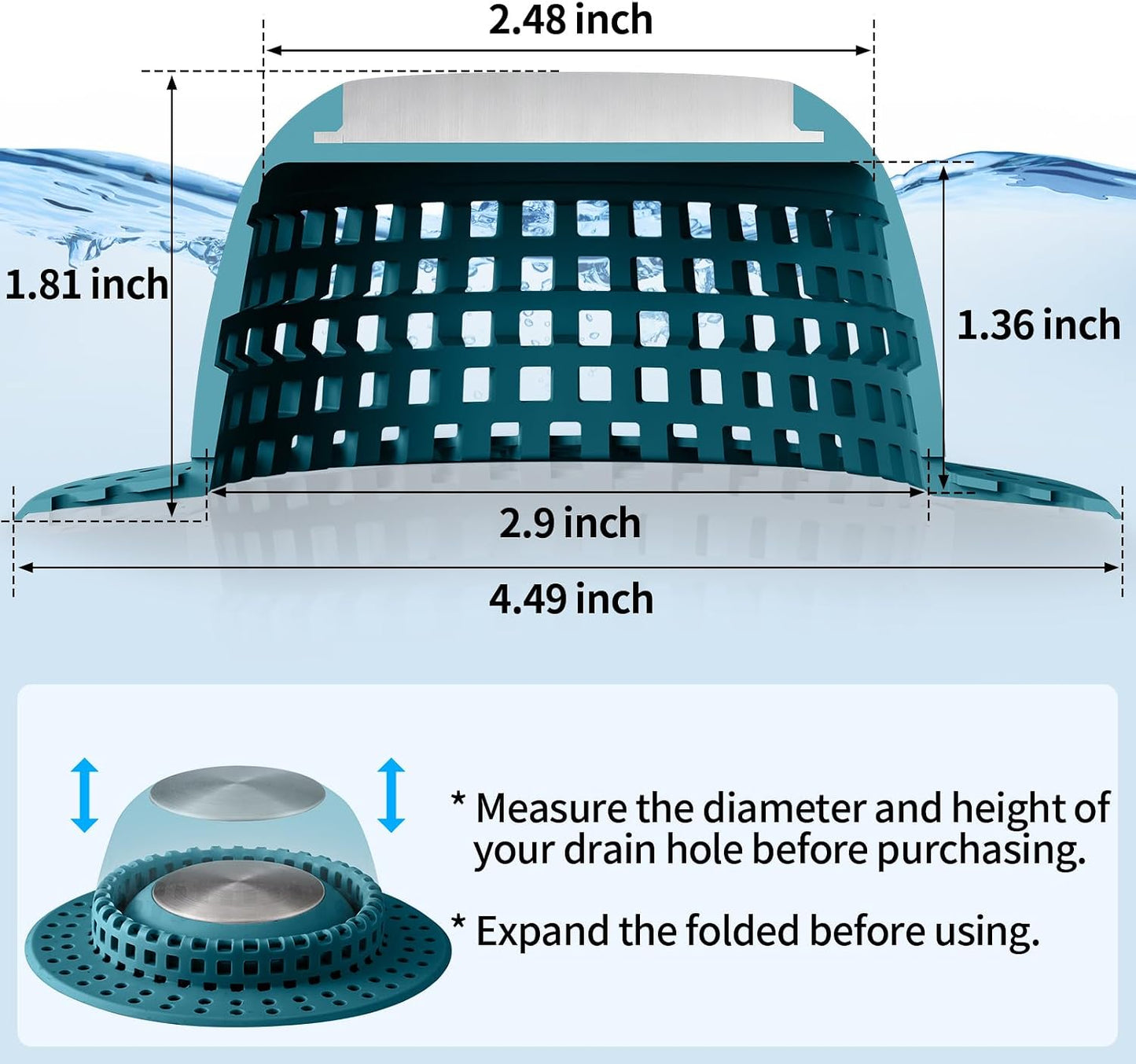 Aluvor Shower Drain Hair Catcher Bathtub Drain Cover Sink Drain Protector | Bathroom Sink & Bathtub Drain Strainer for Pop-Up & Regular Drains, Silver Grey