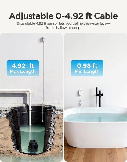 GoveeLife Upgraded Smart Water Leak Detector 1s with 4.92 ft Cable, 3 Pack | WiFi Water Sensor with SMS/Email/APP Push and Sound Alarm, 5Yr Battery Life, IP66, Suit for Home, Basement, Kitchen, Cabin/RV